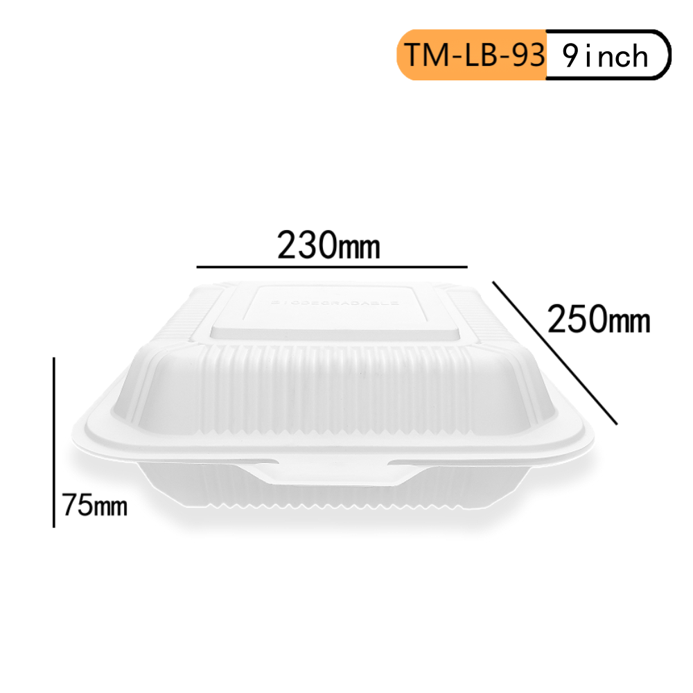 9inch 3 compartments Cornstarch Clamshell