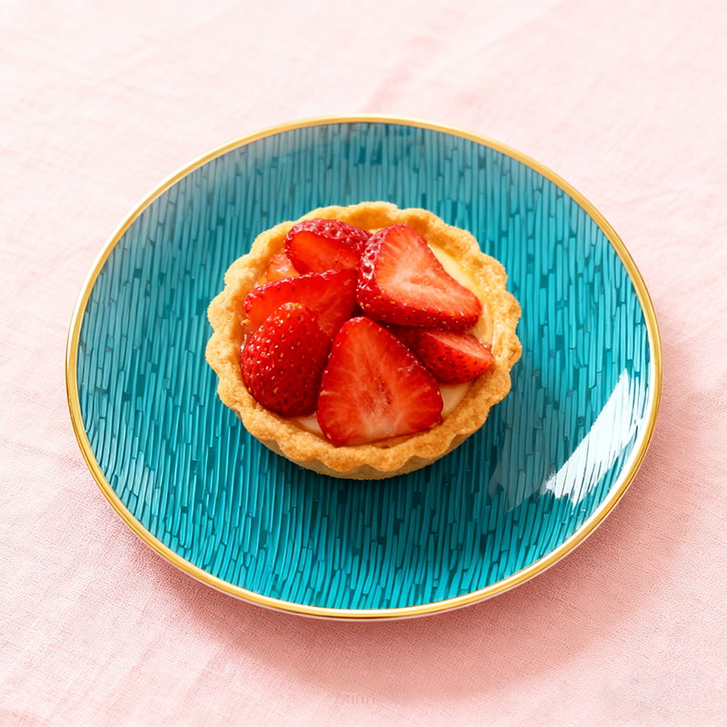 Stylish Turquoise Striped Plastic Plate